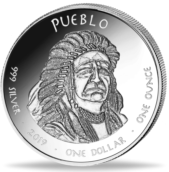 1 Unze SIlbermünze Pueblo Colorado 2019 Native American Silver Dollar Avers