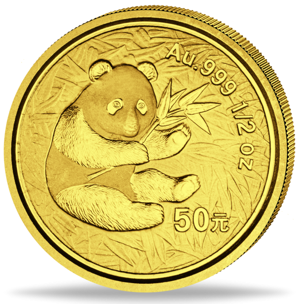 1/2 Unze Goldmünze China Panda 2000 Münzvorderseite PP