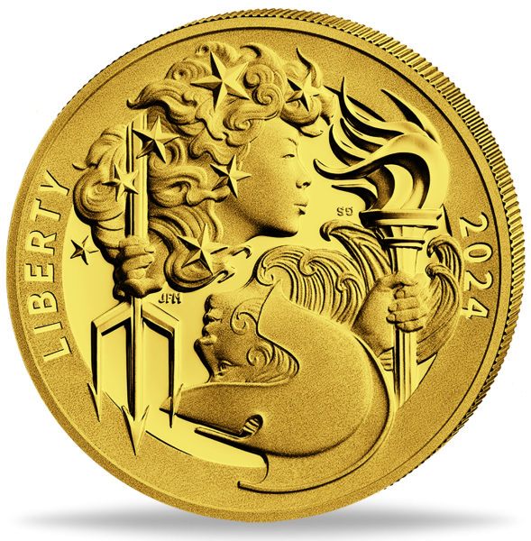 100 $ „Liberty & Britannia“ - Münze Vorderseite