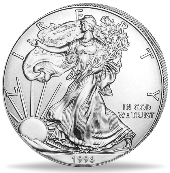 1 Unze Silbermünze American Eagle 1996 Münzvorderseite