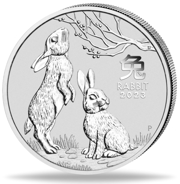 2 $ Jahr des Hasen Lunar III 2 Unzen Silber 2023 Vorderseite Münze