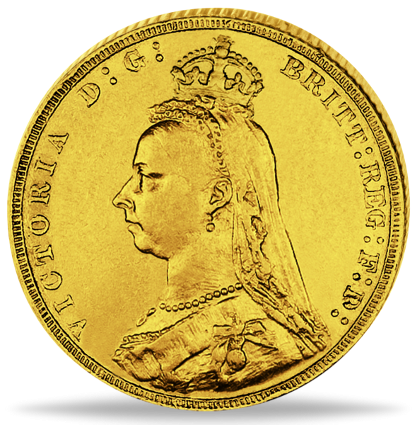 1 Pfund 1887-1892, Victoria mit Krönlein - Gold - Münze Vorderseite