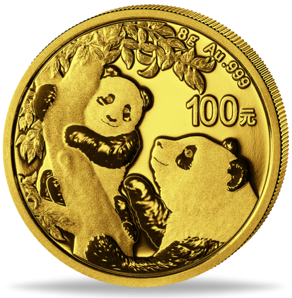 100 Yuan China Panda 8 g Gold 2021 Vorderseite Münze