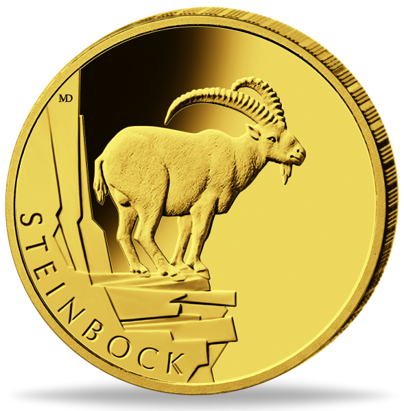 1/8 Unze Gold 20 Euro Steinbock Rückkehr der Wildtiere Münzvorderseite