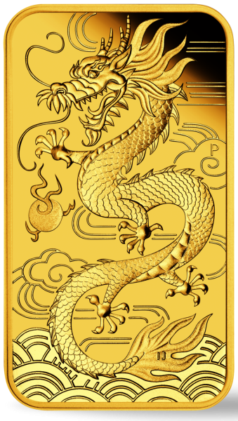 1 Unze Goldmünze 100 Dollar Rectangle Dragon Vorderseite