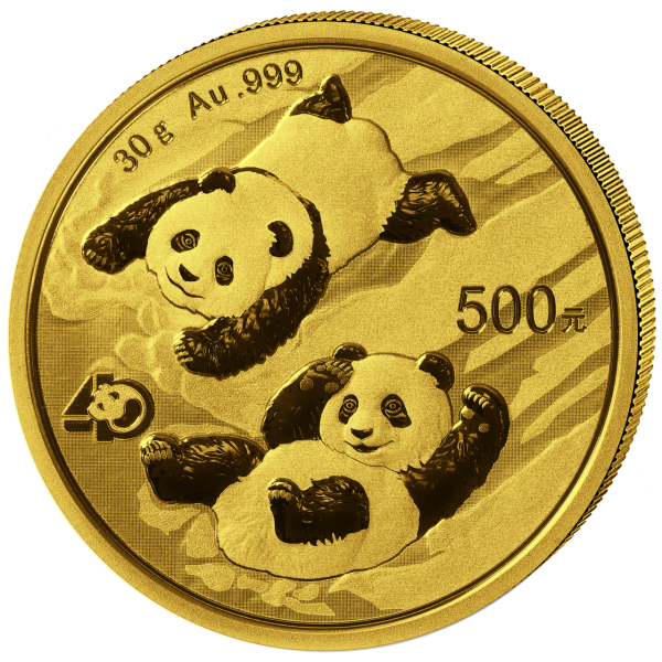 500 Yuan China Panda 30 g Gold 2022 Vorderseite Münze_VS