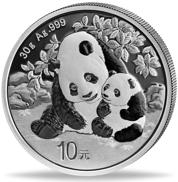 30 gramm Silbermünze China Panda 2024 Münzvorderseite
