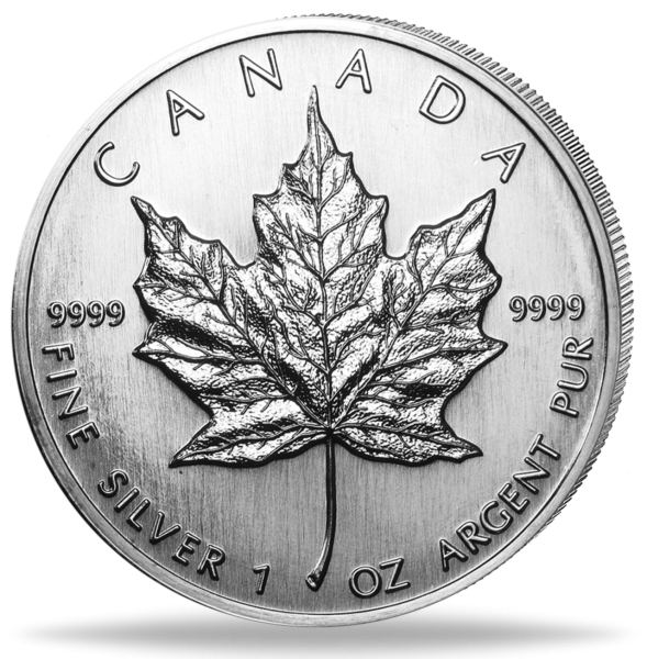 Maple Leaf Silbermünze 1 Unze Polierte Platte 1989 Münzvorderseite