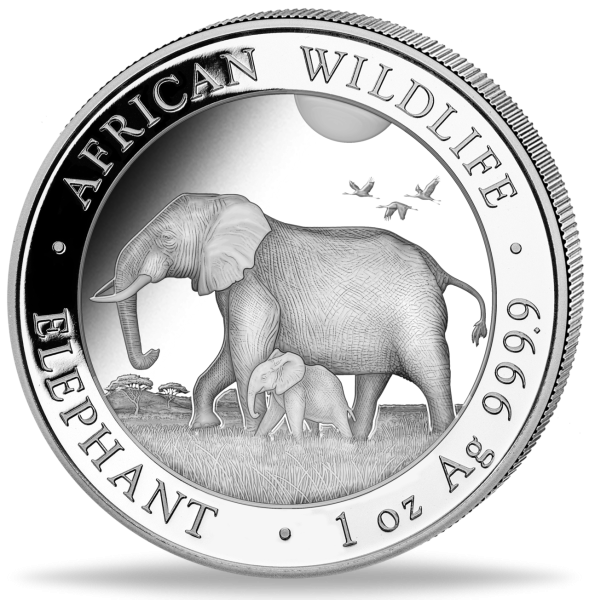 100 Schilling Somalia Elefant 1 Unze Silber 2022