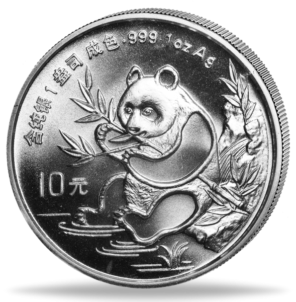 1 Unze Silbermünze China Panda 1991 Münzvorderseite