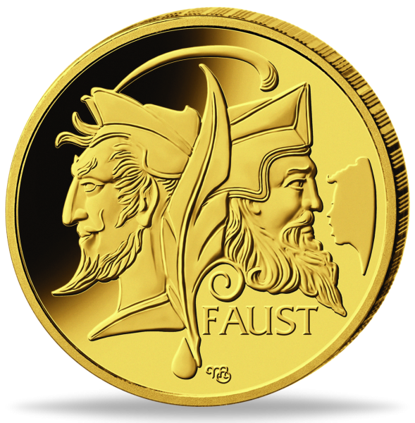 1/2oz Gold Faust Meisterwerke der Literatur 2023 Prägestätte J Münzvorderseite