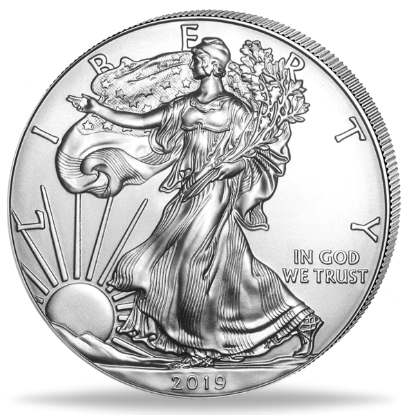 1 Unze Silbermünze American Eagle 2019 Münzvorderseite
