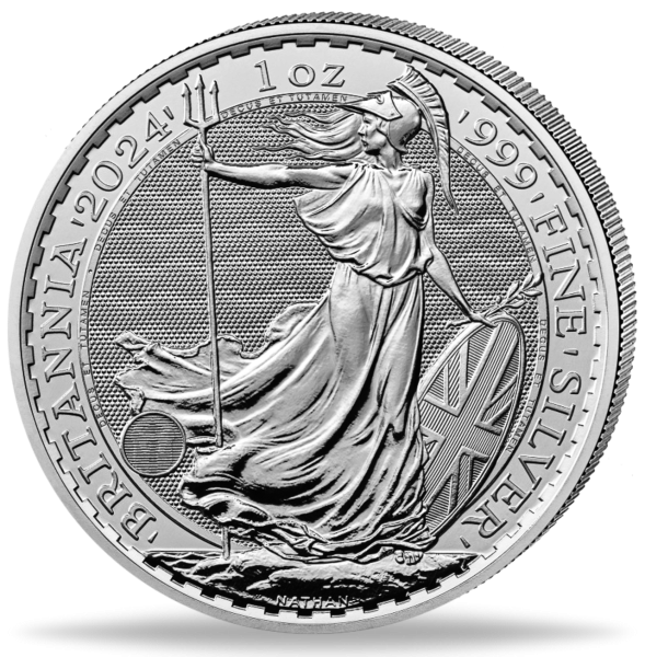 1 Unze SIlbermünze Britannia Charles III 2024 Münzvorderseite