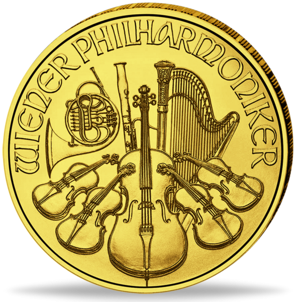 25 Euro Philharmoniker 1/4 Unze Gold 2023 Vorderseite Münze