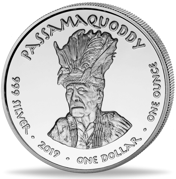 1 Unze Silbermünze 2018 Native American Silver Dollar Maine Münzvorderseite