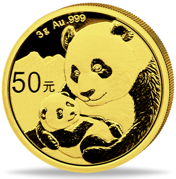 3 Gramm Goldmünze China Panda 2019 Münzvorderseite