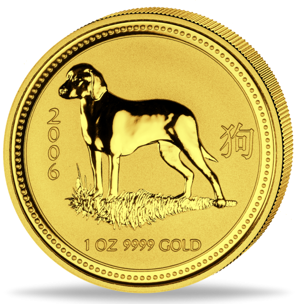 100 $ Jahr des Hundes Lunar I 1 Unze Gold 2006 Vorderseite Münze