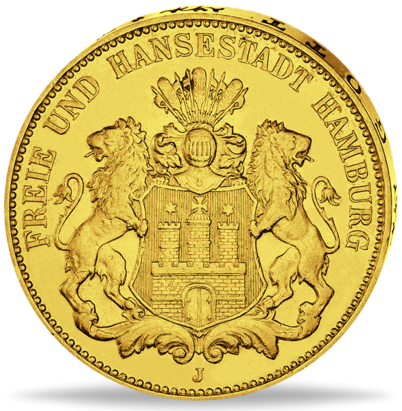 20 Mark Hamburger Stadtwappen - Vorderseite historische Goldmünzen