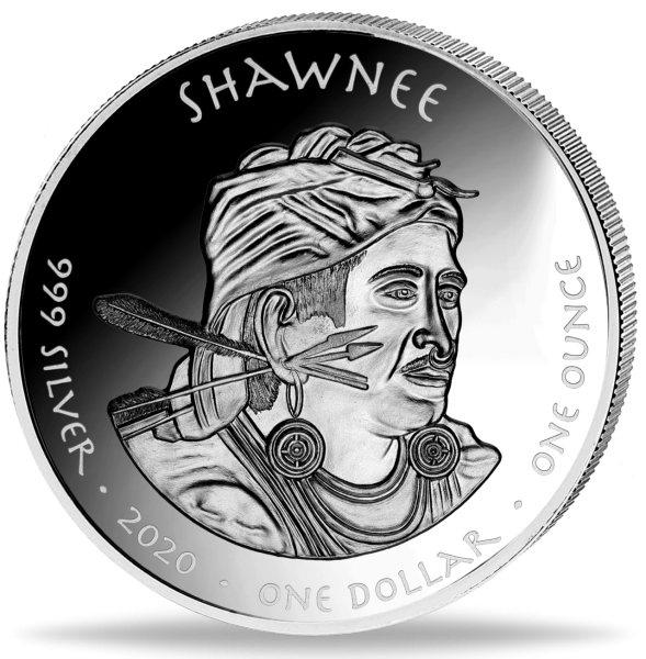 1 Unze Silbermünze Shawnee Kentucky 2020 Native American Silver Dollar Revers