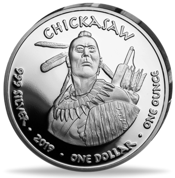 1 Unze Silbermünze Chickasaw Alabama 2019 Native American Silver Dollar Avers