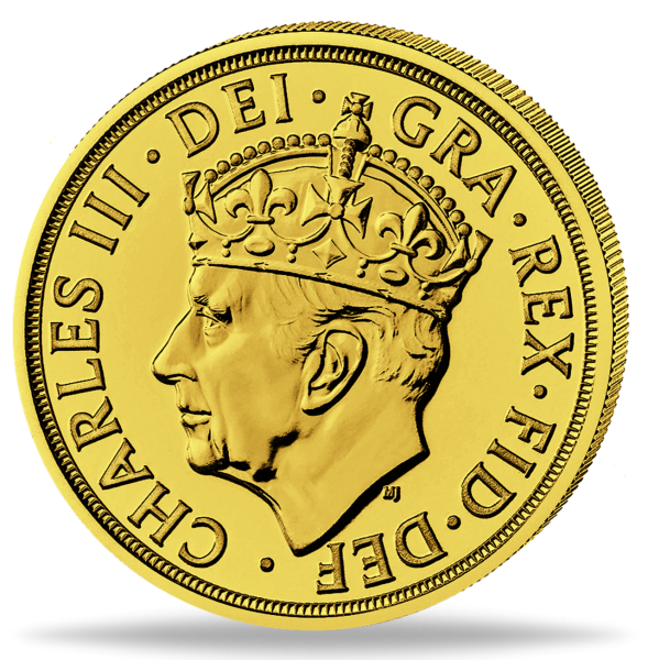 1/2 Pfund Sovereign Goldmünze Krönung Charles III 2023 Münzrückseite