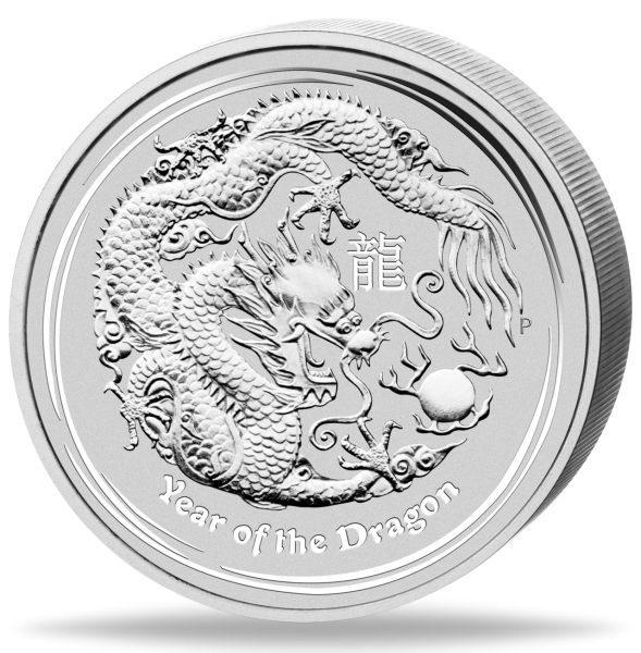 1kg Silbermünze Jahr des Drachen Lunar II 2012 Münzvorderseite