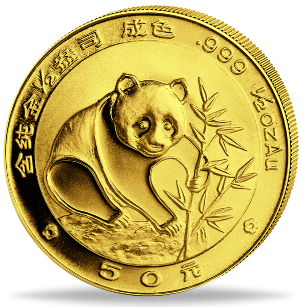 1/2 Unze Goldmünze China Panda 1988 Münzvorderseite