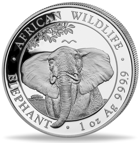 100 Shilling Elefant 1 Unze Silber - Münze Vorderseite