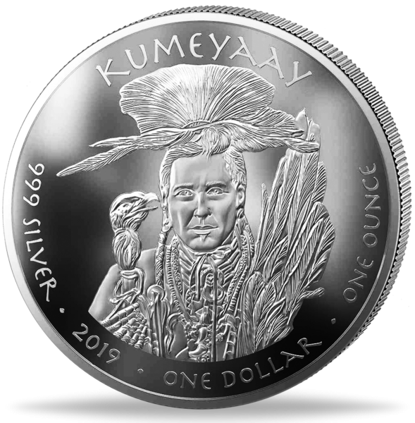 1 Unze Silbermünze Kumeyaay California 2018 Native American Silver Dollar Avers