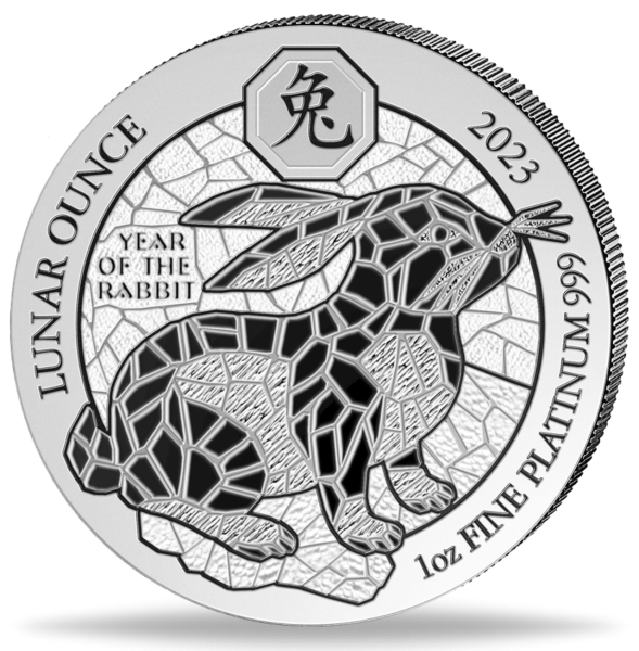 Ruanda, 100 RWF 2023 Lunar Hase, Jahr des Hasen - Platin - Münze Vorderseite