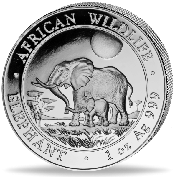 1 Unze Silbermünze Somalia Elefant 2011 Münzvordersiete