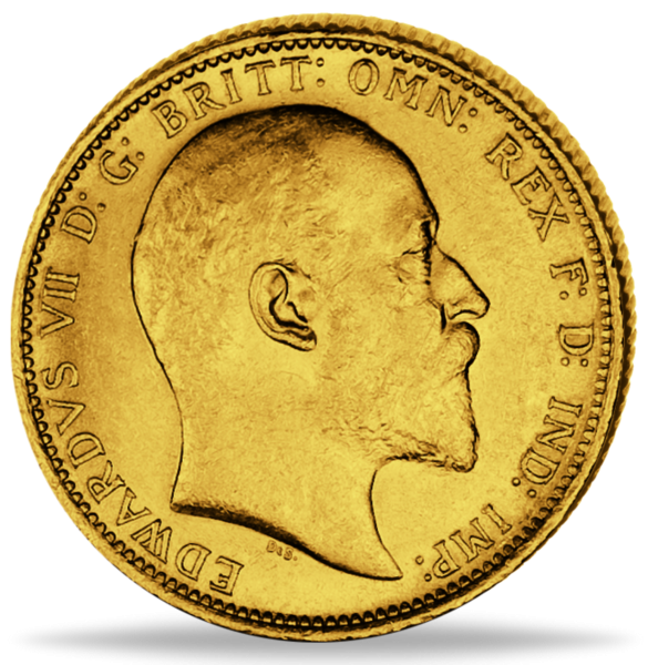 Goldmünze 1 Pfund Sovereign Edward VII. 1902 - 1910 Münzvorderseite
