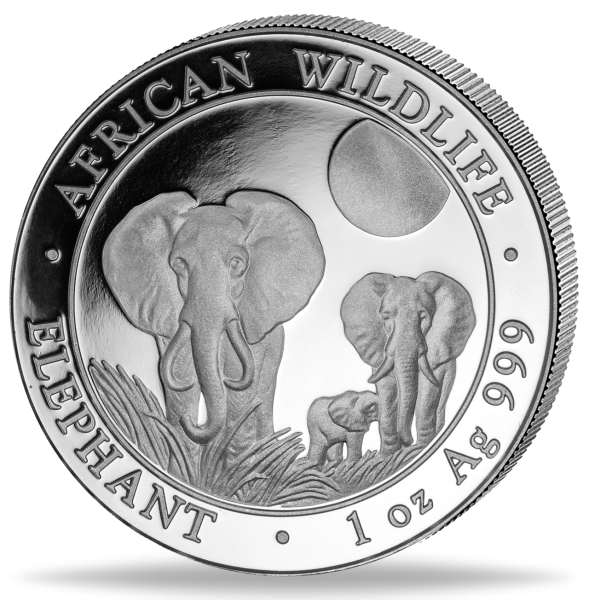 100 Shilling Somalia Elefant 1 Unze Silber 2014 Vorderseite Münze