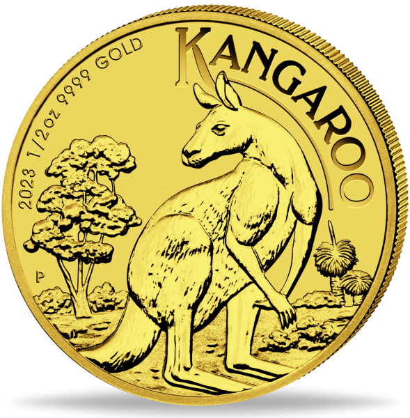 50 $ Känguru 1/2 Unze Gold 2023 Vorderseite Münze