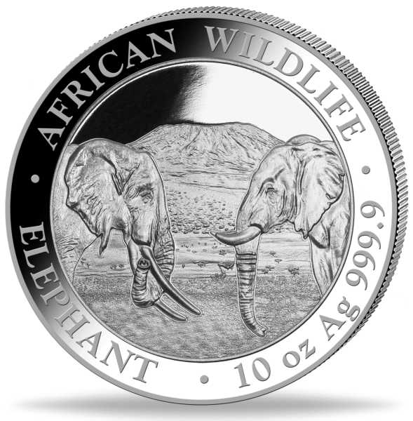1.000 Schilling Somalia Elefant 10 Unzen Silber 2020 Vorderseite Münze