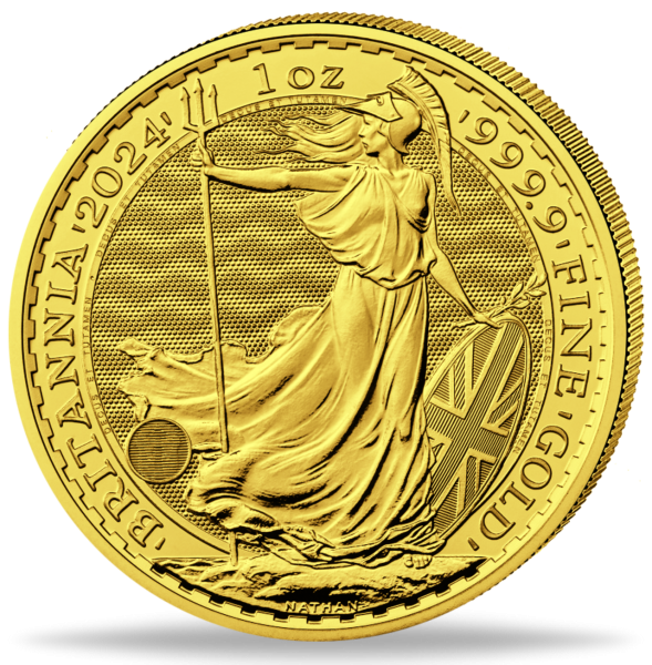 1 Unze Goldmünze Britannia Charles III 2024 Münzvorderseite