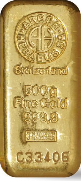 500 g Goldbarren Heraeus