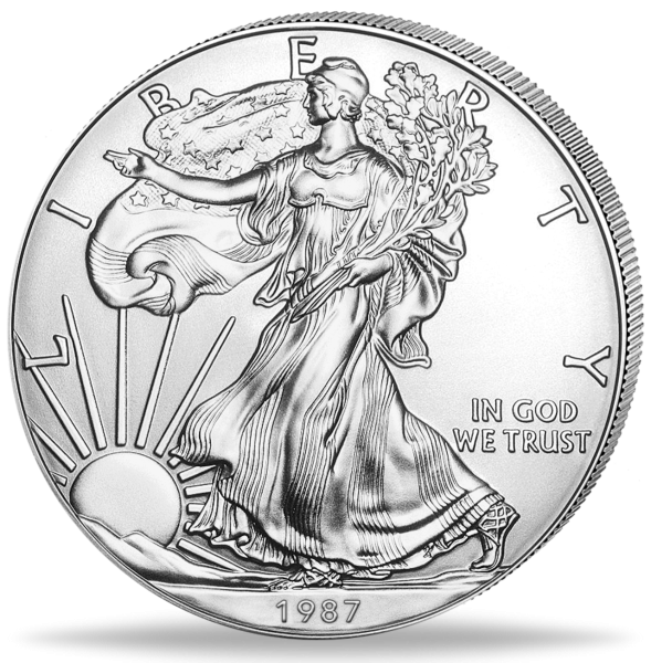 1 Unze Silbermünze American Eagle 1987 Münzvorderseite