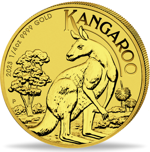 25 $ Känguru 1/4 Unze Gold 2023 Vorderseite Münze