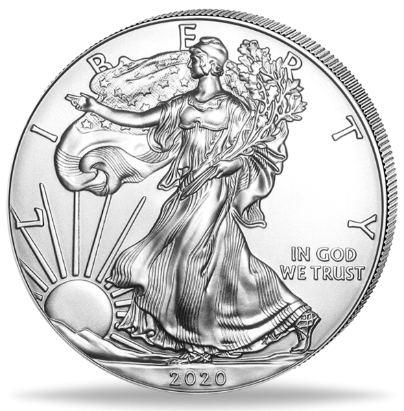1 Unze Silbermünze American Eagle 2020 Münzvorderseite