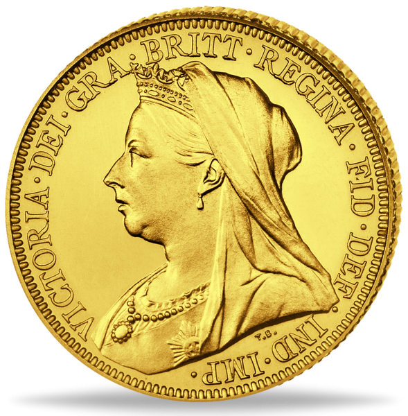 1 Sovereign 1893-1901, Victoria mit Witwenschleier - Gold - Münze Vorderseite