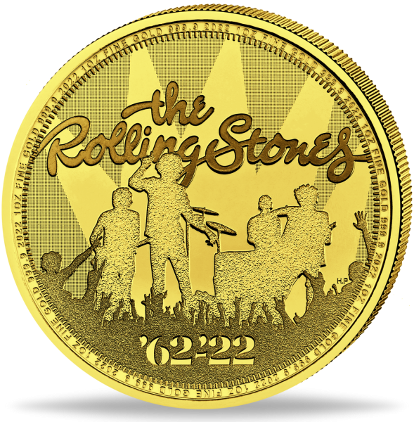 100 Pfd Rolling Stones Music Legends 1 Unze Gold 2022 Vorderseite Münze