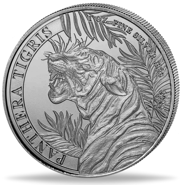 1 Unze Silber 500 KIP Tiger 2022 Münzvorderseite