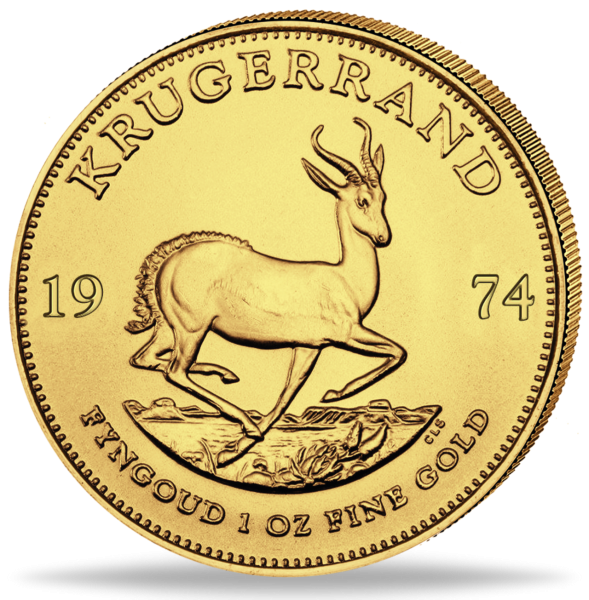 1 Unze Goldmünze Krügerrand von 1974 Münzvorderseite
