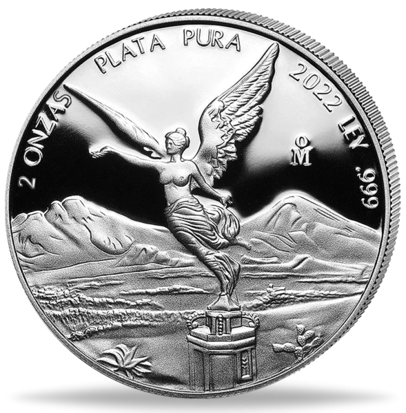 2 Unzen Silber Libertad Mexiko 2022 Münzvorderseite