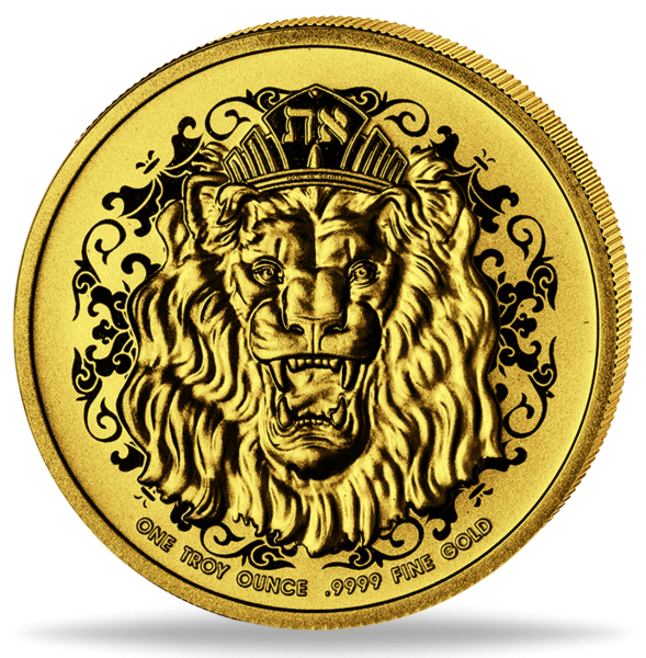 1 Unze Goldmünze Roaring Lion Truth Coins 2023 Polierte Platte Münzvorderseite