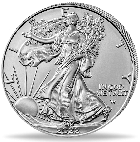 1 $ American Eagle 1 Unze Silber 2022 Vorderseite Münze