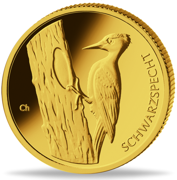 1/8 Unze Gold 20 Euro Heimische Vögel Schwarzspecht G Vorderseite