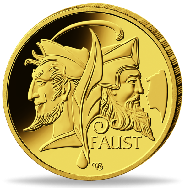 1/2oz Gold Faust Meisterwerke der Literatur 2023 Prägestätte A Münzvorderseite