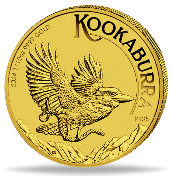 Australien, 15 AUS-Dollar Kookaburra - 1/10 Unze Gold 2024 - Münze Vorderseite